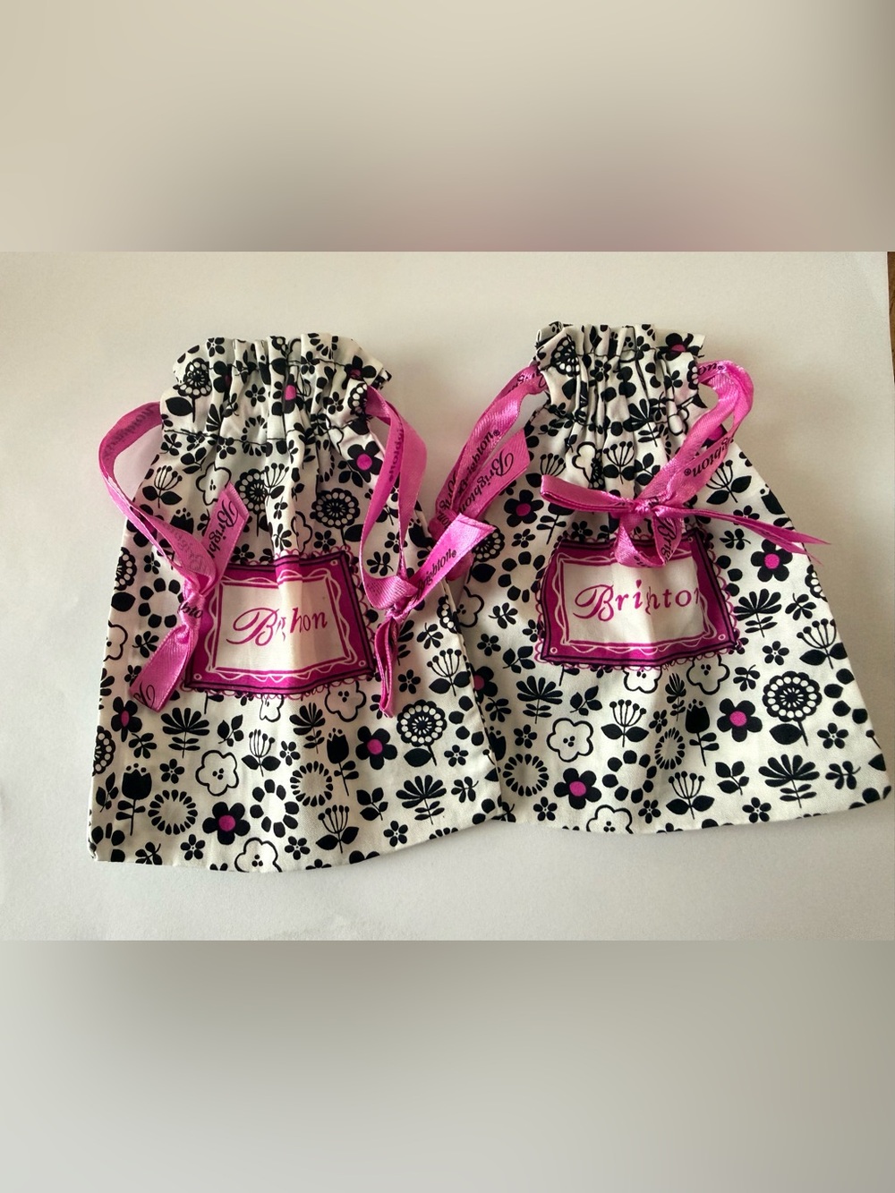 Brighton Black & White Floral Drawstring pouch set of 2